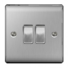 2 GANG 2W SWITCH BRUSHED STEEL
