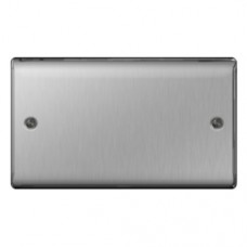 BG 2 GANG BLANK PLATE BRUSHED STEEL